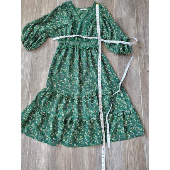 Max Studio Floral Print Boho Dress 3/4 Sleeve midi Size Medium - Picture 2 of 6